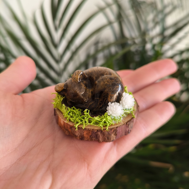 Chat en pierre naturelle - Oeil de tigre