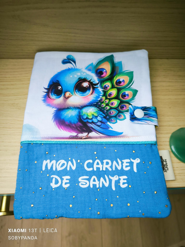 Protège carnet de santé paon 🦚