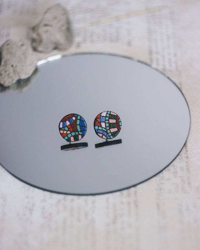 Kolczyki sztyfty z mozaiką