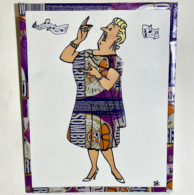 Tableau  La castafior réalisé avec des canettes recyclées 24x30 cm 