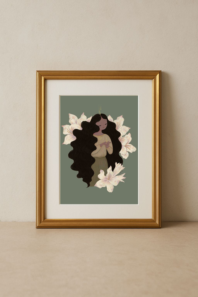 L'art de la prière - Tirage d'art rehaussé de doré