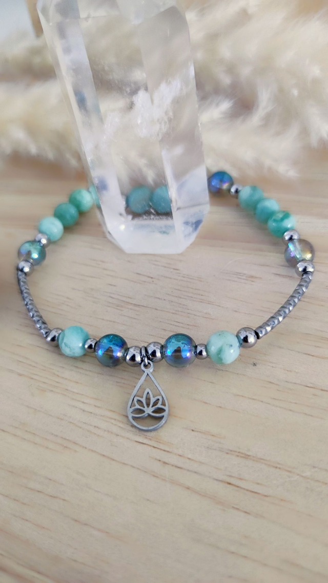 Bracelet "Bien-être" Calcédoine verte