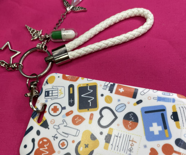ID - nurse white handle key ring 