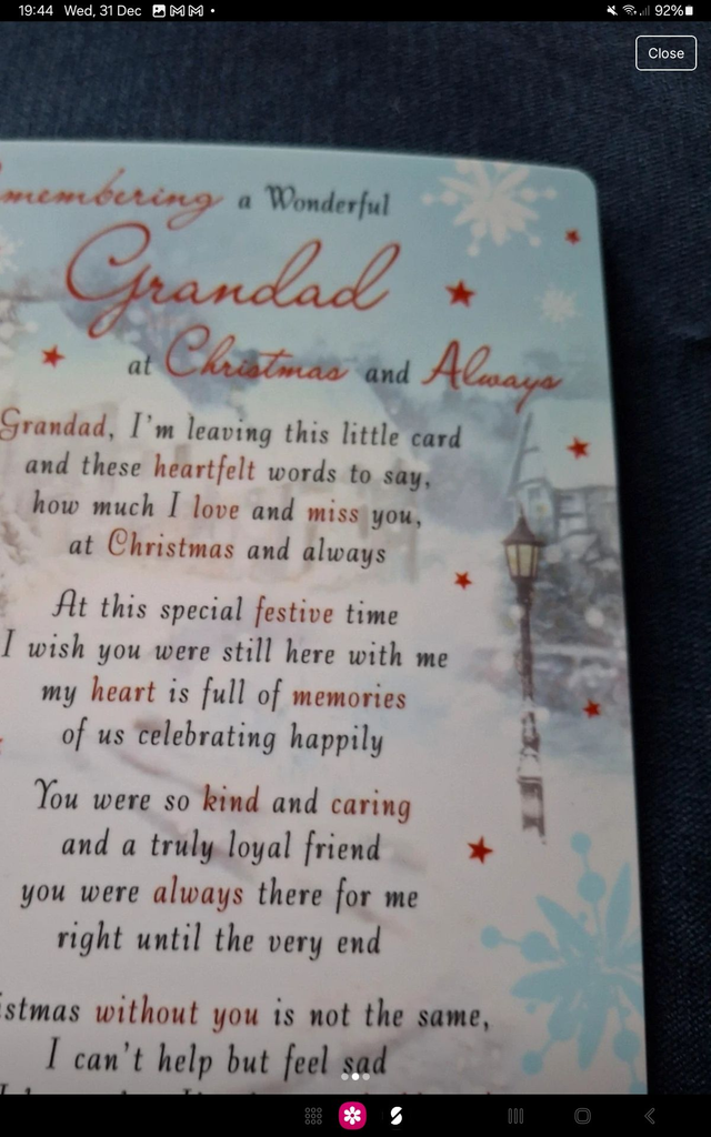 Christmas Verse Graveside, Memorial, Funeral, Remembrance, Cemetery Cards.