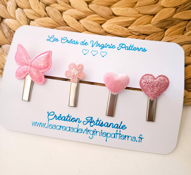 Barette Cheveux, pinces papillon coeur et fleur &quot; Collection Printemps&quot;
