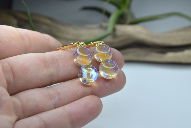 DORMEUSES DOUBLE VOIE LACTÉE TRANSPARENT MONTURE OR (DVL17)