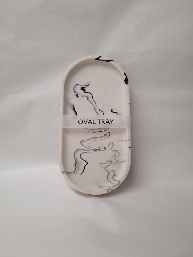 White Marble Jesmonite Oval Tray - JP-023