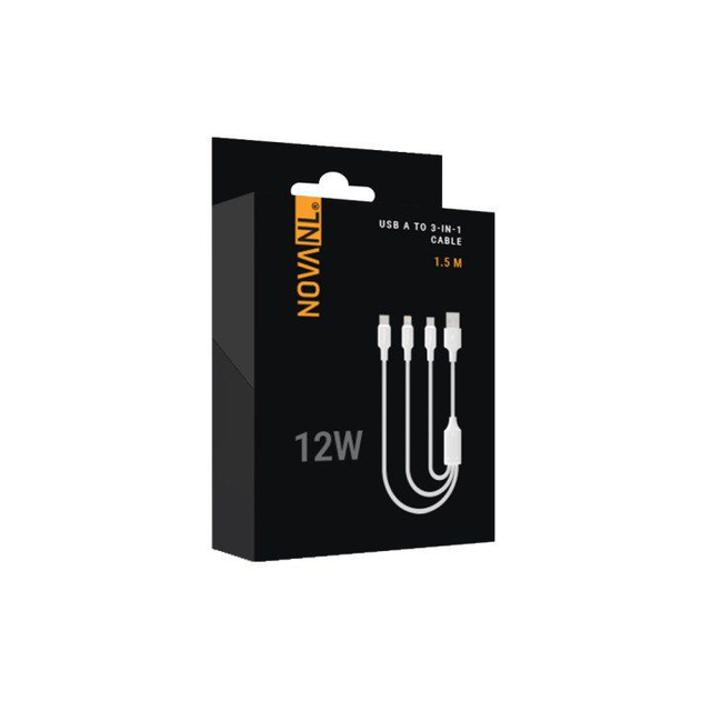 NOVANL SpeedCharge USB A to 3-in-1 Cable 12W (1.5M) White