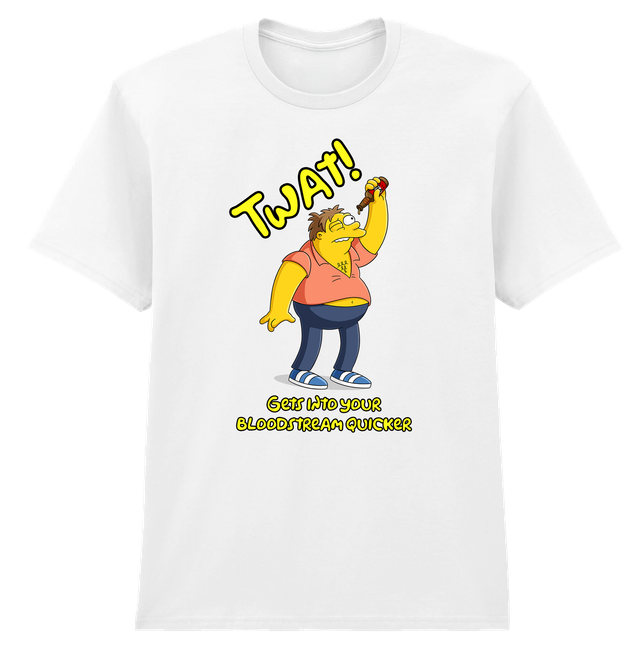 The Simpsons Barney Kevin &amp; Perry Inspired White Soft Spun Patterned T-Shirt