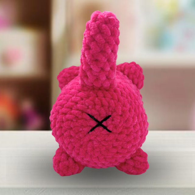 Crochet Chenille Loaf Cat, Hot Pink, Glitter Eyes, ukca Tested
