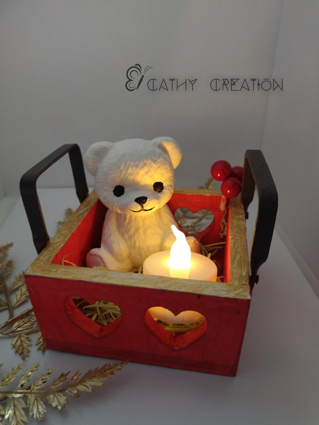 Décoration ours et bougie 8x9 cm