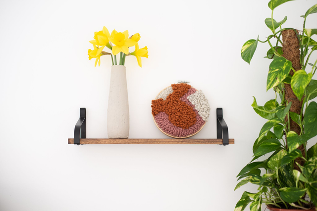 Orange &amp; Pink Abstract Punch Needle Hoop