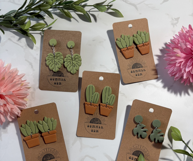 Handmade Plant Clay Earrings