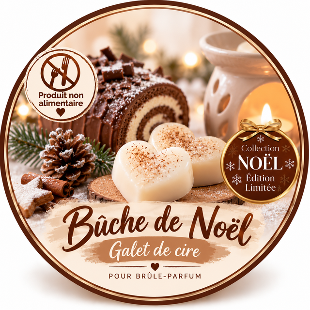 Galet de cire - Bûche de Noël