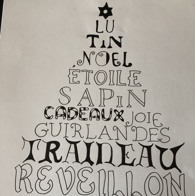 Fête - Sapin texte - 21 x 30 cm - encadrement 