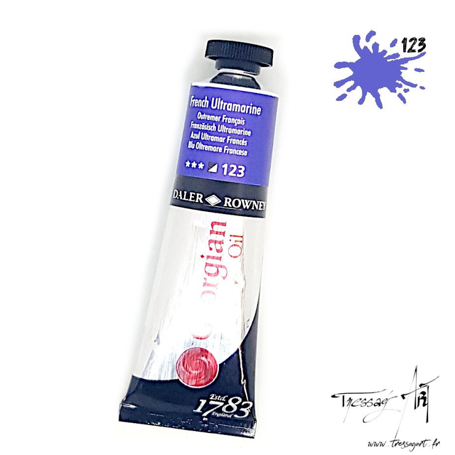 DALER ROWNEY - PEINTURE A L'HUILE GEORGIAN 38mL - BLEU OUTREMER FRANCAIS 123 - CA133123