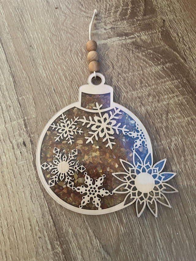 Boule flocon de Noël en Ambre