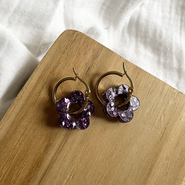 Boucles d'oreilles Aura - Violette