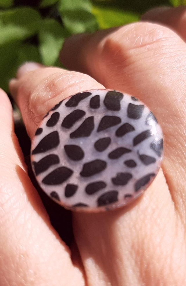 Bague bleu rose et noire