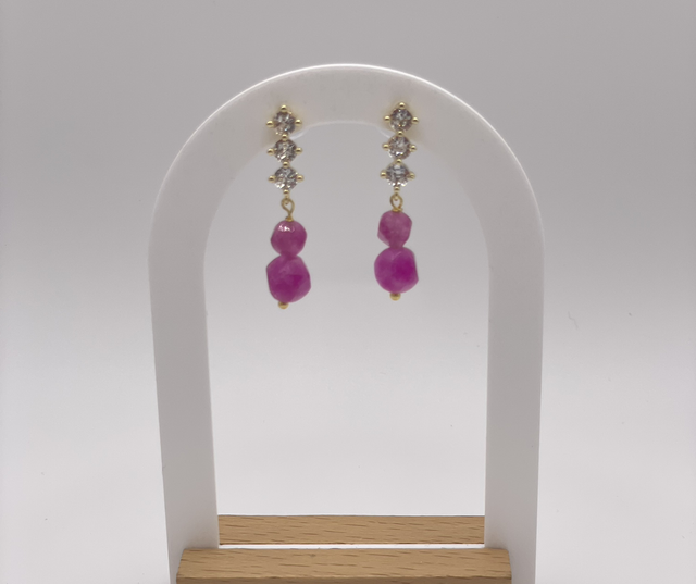 PINK LINE - Turmalinanhänger an Zirkonia-Stecker