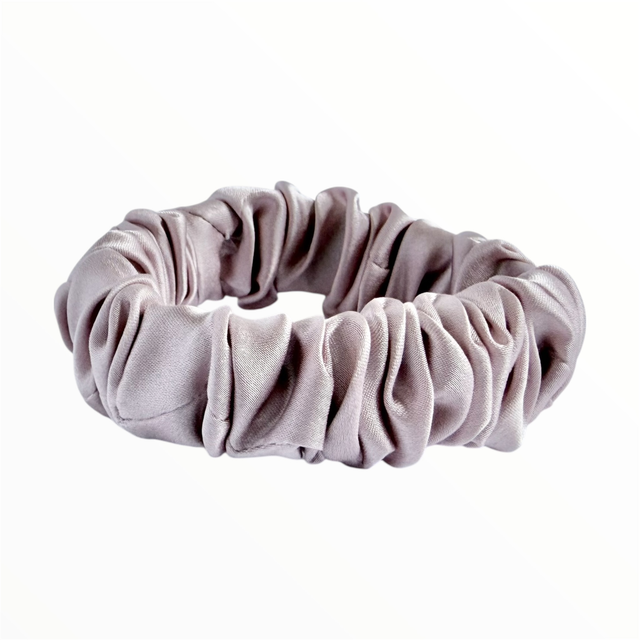 Chouchou en soie - Taille Skinny - Rose poudré