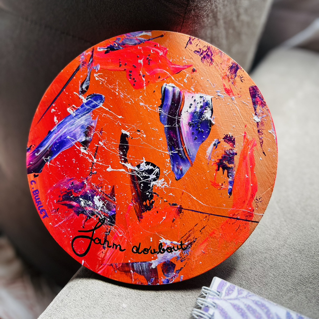 Tableau mural rond en bois Fanm doubout 