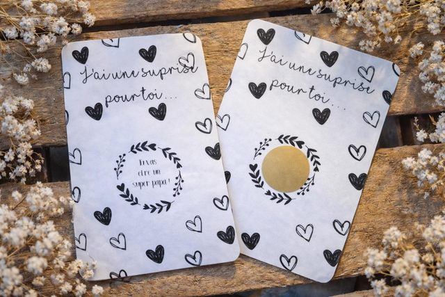 Carte à gratter personnalisée “J’ai une surprise pour toi – Tu vas être Papa”