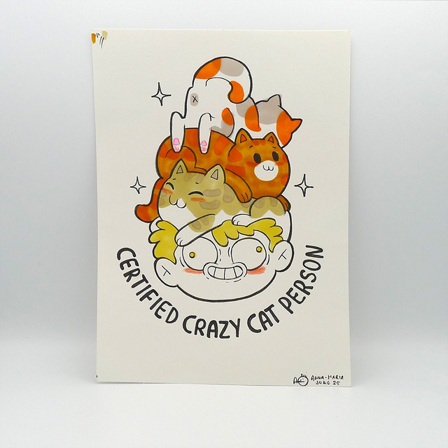 Original Art - Cartified Crazy Cat Person - only one available 