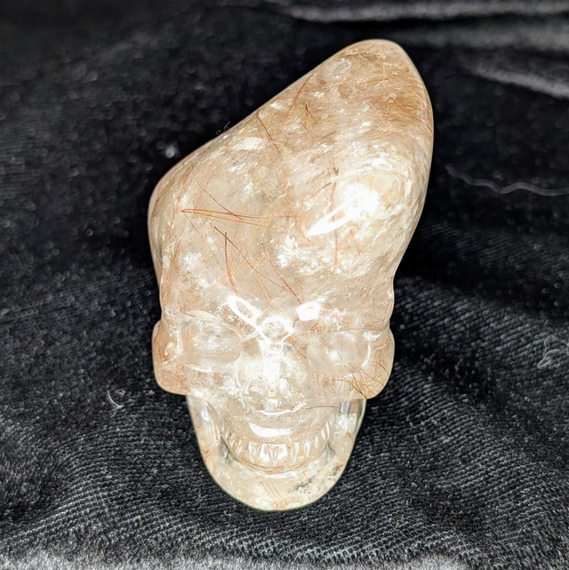 High Quality Hand-Carved Crystal Skull - 2" Rutilated Quartz Freeform Skull