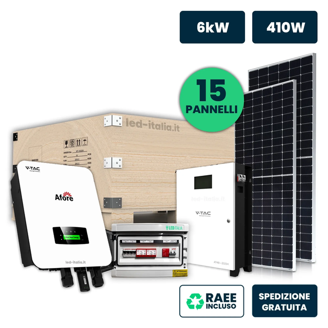 V-TAC Italia KIT Fotovoltaico Monofase 6kW 
