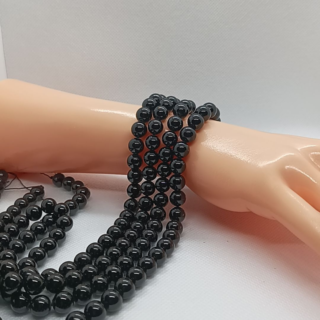 Tourmaline Noire / Fil de Perles en 8 mm / Boules en Pierres Naturelles Rondes et Polies