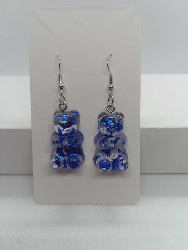 Boucle d'oreille feuille d'or bleu 