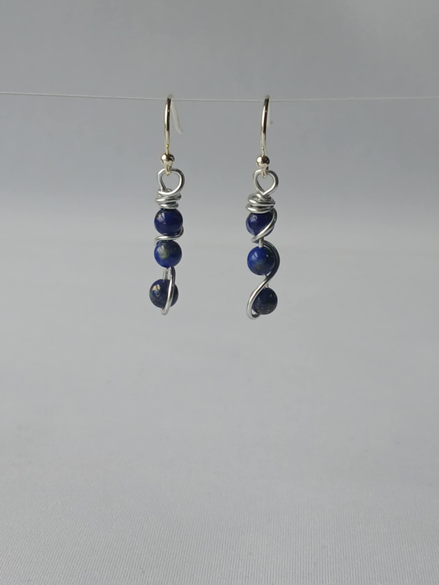 Lapis Lazuli Wire Wrap Earring