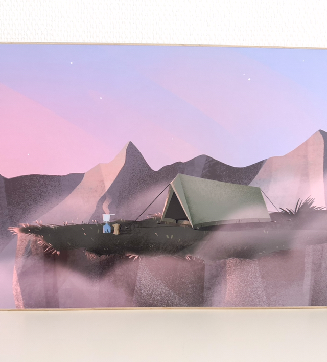 Tableau Bivouac coucher de soleil