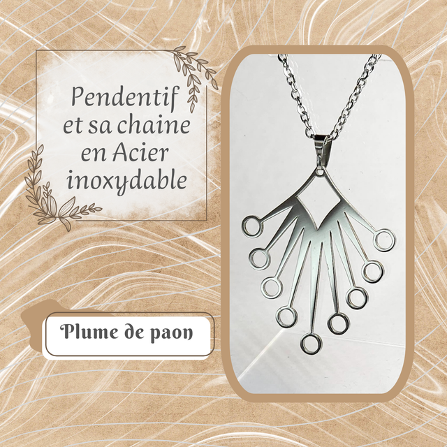 Pendentif XL - Plume de paon