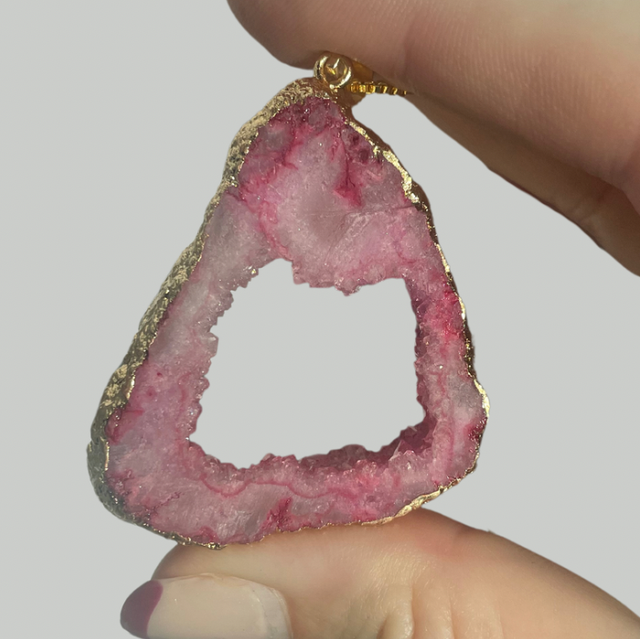 Pink geode necklace