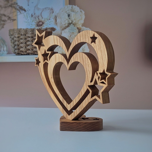 Coeurs étoiles en frêne