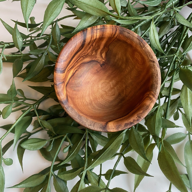 Rustic Olive wood rounded shaped snack, tapas, dip bowl 