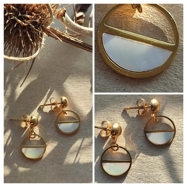 Z-Puces en nacre, acier inoxydable doré -sans nickel, pièce unique 