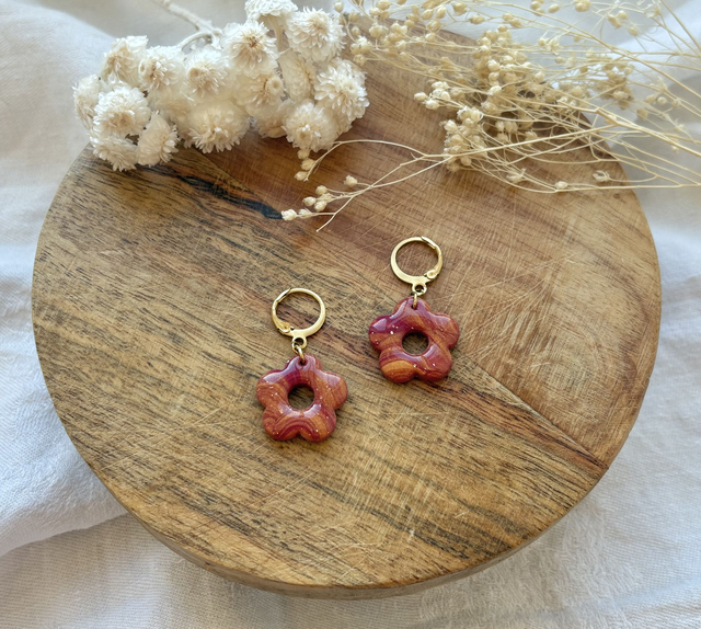 PETITE FLEUR - bordeau/orange irisé