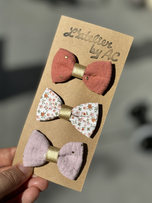 Lot de 3 barrettes anti-glisse nœud