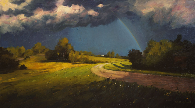 Zaraz po burzy, 50x90 olej płótno 2025 oprawiony