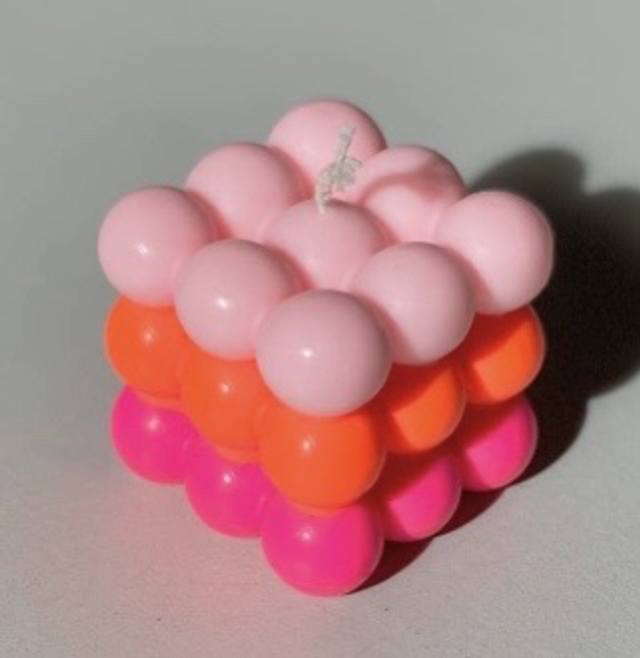 Bougie DIP Dye Bubble : sur la plage,rose fluo