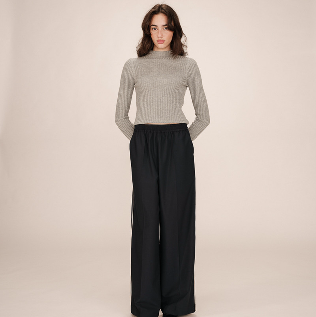 Wide-leg trousers with elasticated waistband Navy
