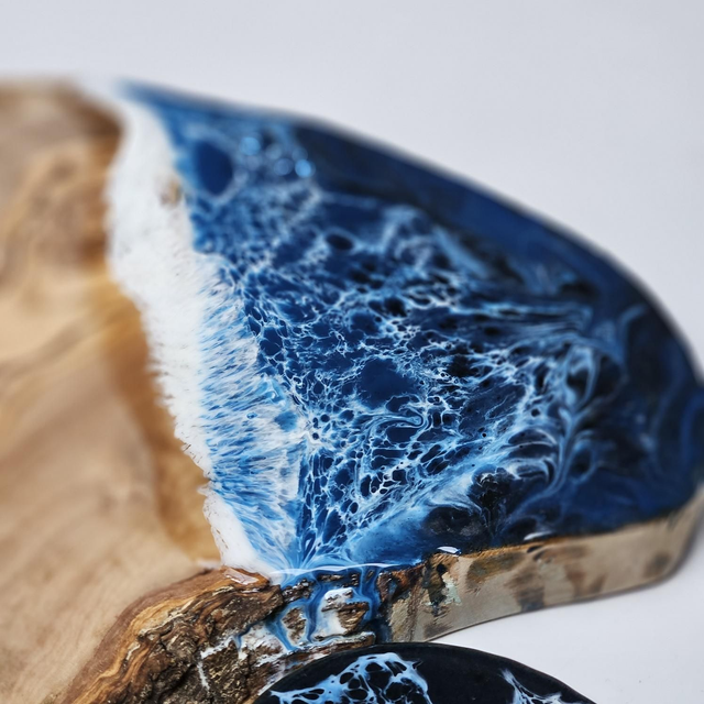 Handmade Olive Wood Charcuterie board with seascape