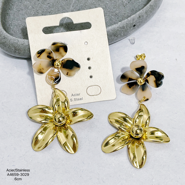 Boucle d’oreille fleur léopard 