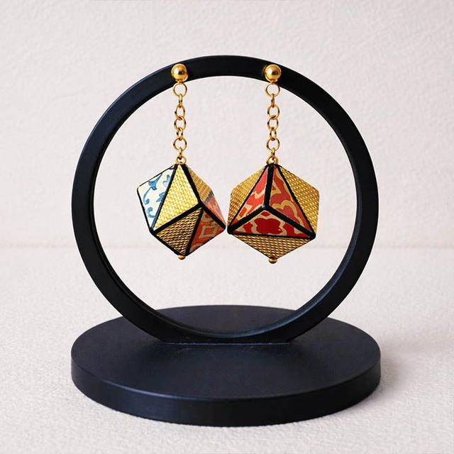 Pendenti cubici Arlecchino Oro blu e rosso