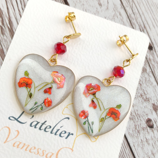 Boucles &quot;Esmée&quot; coquelicots