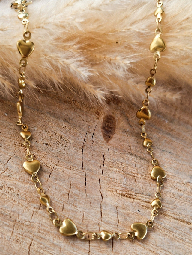 Chaîne de cheville "Petits coeurs" - Modèle doré