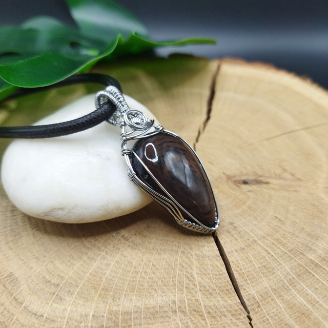 Pendentif Obsidienne Cuivrée